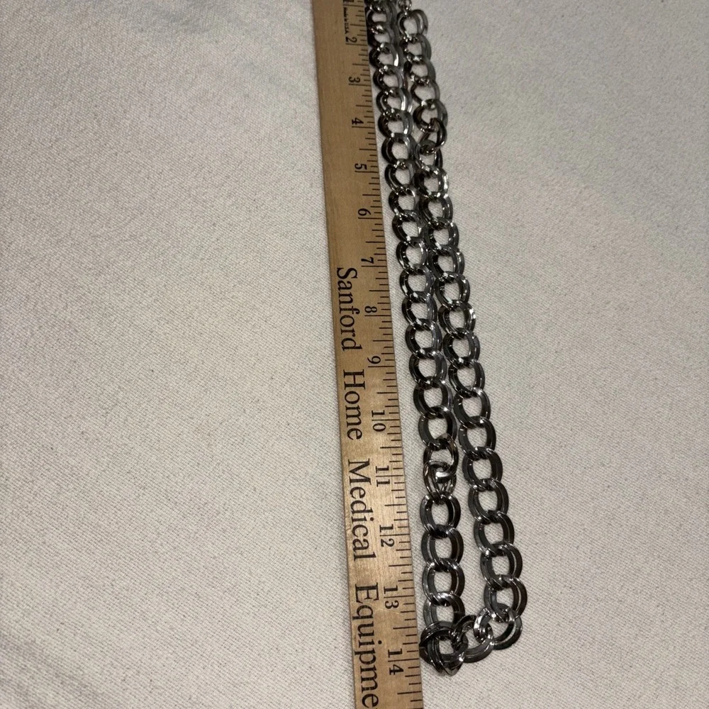 VTG 90's Women's Belt Silver Tone Double Link Chain Adjustable Size S  30
